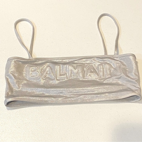 BALMAIN Two-Piece Logo Embossed Bandeau Bikini Set - Picture 14 of 14